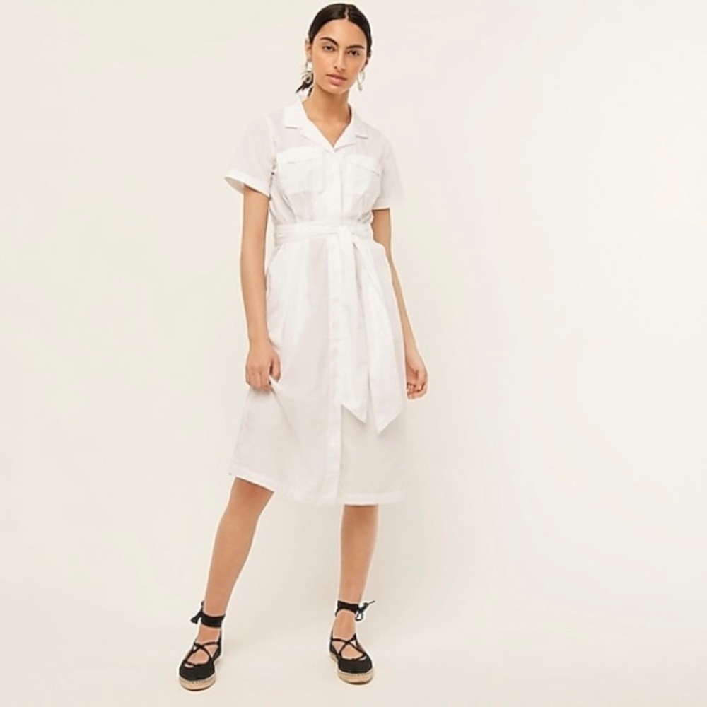 J. Crew Patch-pocket cotton poplin white shirtdress NWT AY892 size 4